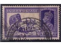 GB/India-1937-KGVI cu coroana indiană-echipă de boi-,stampilă