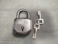 OLD RETRO PADLOCK WITH TWO KEYS BURG GERMANY