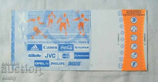 Football ticket Paraguay - Bulgaria, 1998, FIFA with price 6.00 BGN | € 3.07 Football ticket Paraguay - Bulgaria, 1998, FIFA with price 6.00 BGN | € 3.07