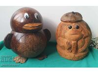 Coconut piggy bank and monkey