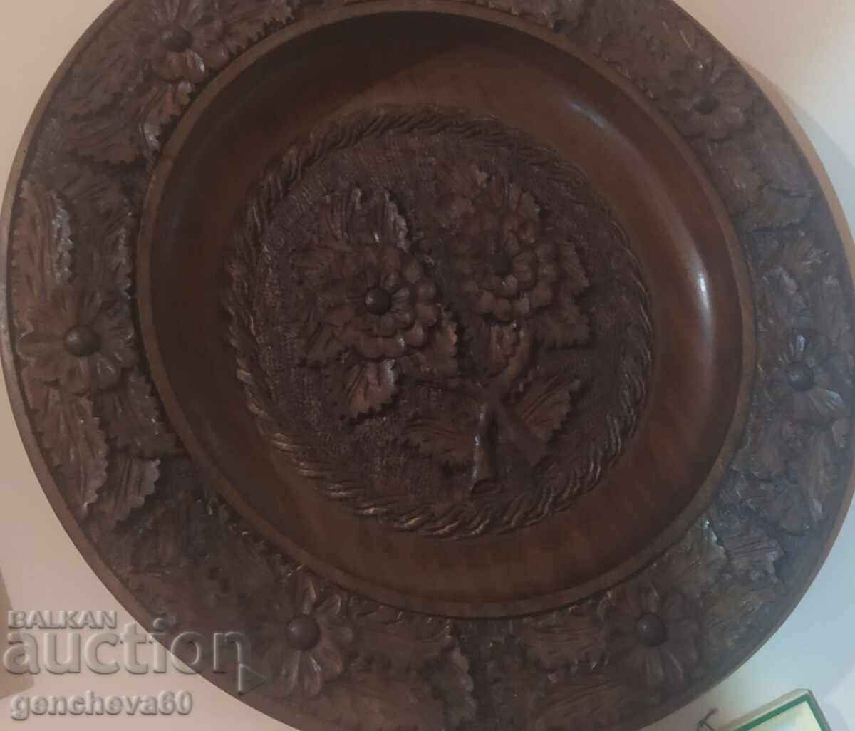 Υπέροχο μεγάλο σκαλιστό πιάτο για διακόσμηση - 6