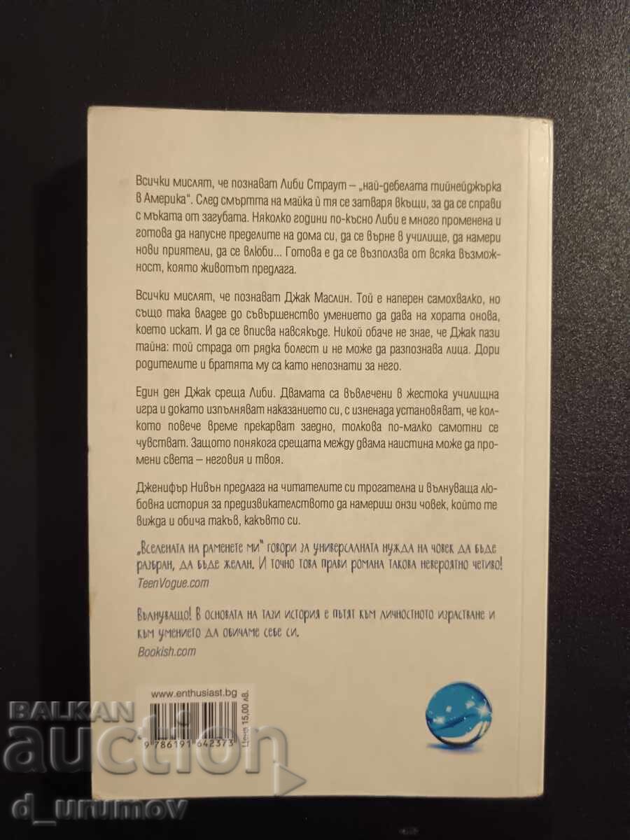 The Universe on My Shoulders - Jennifer Niven with price 6.00 BGN | € 3.07 The Universe on My Shoulders - Jennifer Niven with price 6.00 BGN | € 3.07