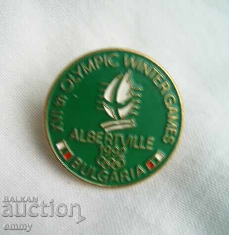 Auction  3 pieces Badge Winter Olympics Albertville 1992, team Bulgaria