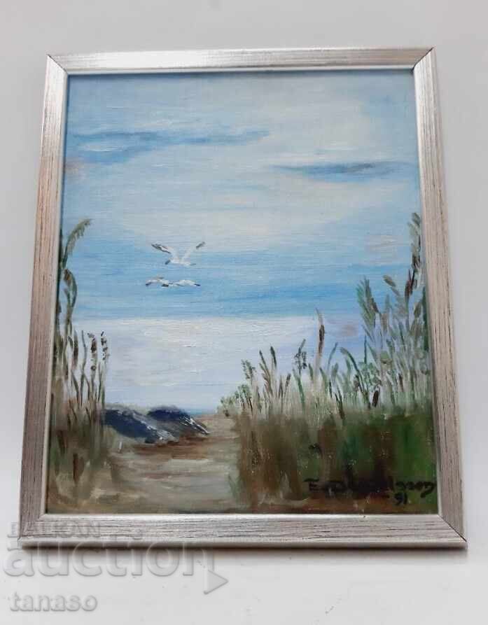 Pictură în ulei originală veche - 6