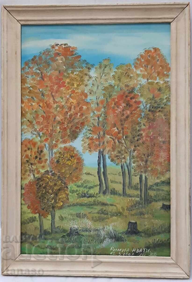 Pictură de autor veche, ulei pe plăci de fibre (3.3)