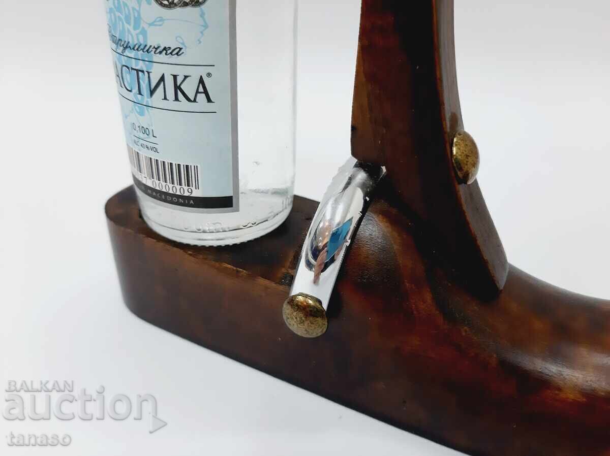 Old wooden figure, shoe, small bottle stand - 7