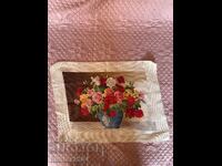 Tapestry-Vase with roses 35/25 cm