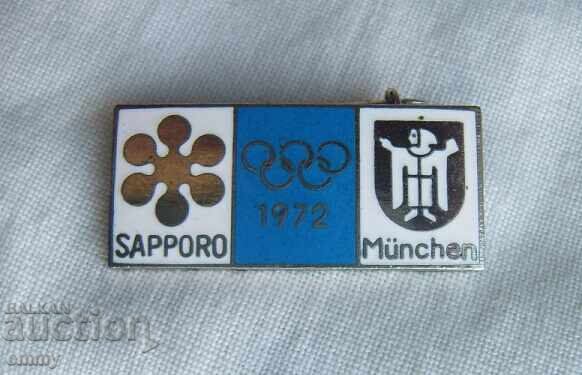 Olympic Games 1972 Badge - Winter in Sapporo and Summer in Munich Olympic Games 1972 Badge - Winter in Sapporo and Summer in Munich