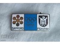 Olympic Games 1972 Badge - Winter in Sapporo and Summer in Munich