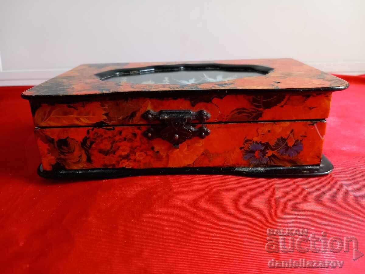 Delivery of Old Chinese Jewelry Box with Diorama, Pagoda, Cork