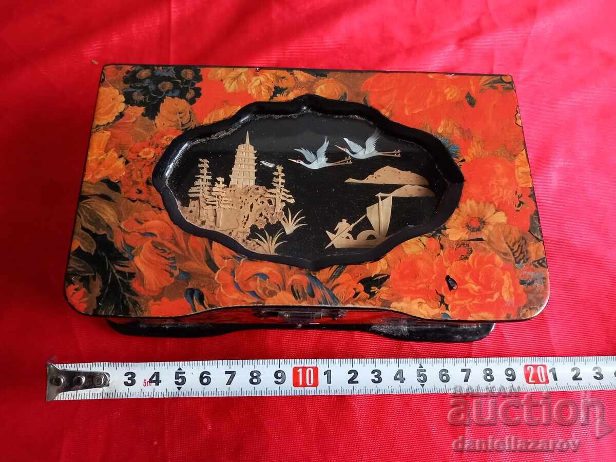 Old Chinese Jewelry Box with Diorama, Pagoda, Cork - 6