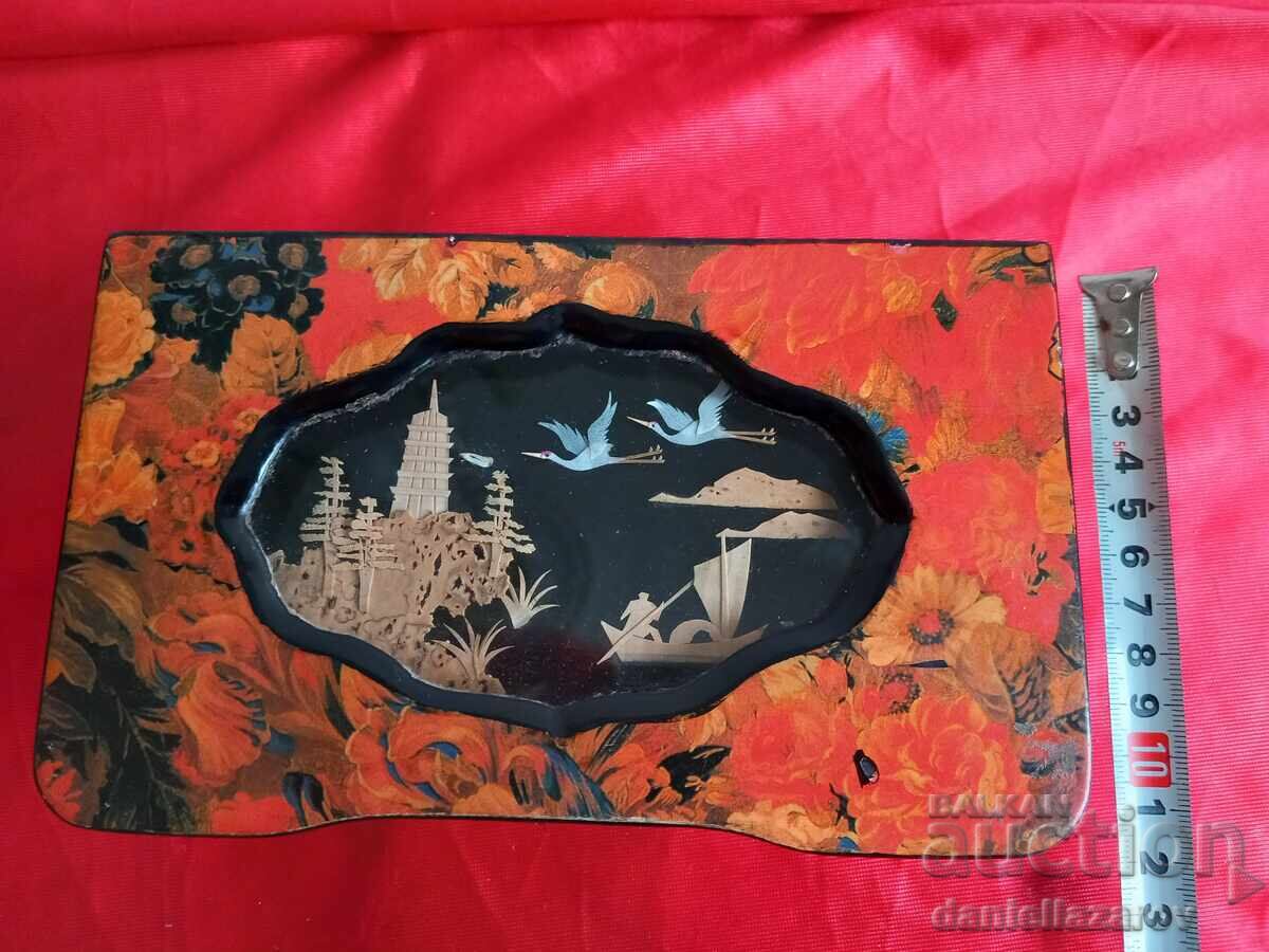 Old Chinese Jewelry Box with Diorama, Pagoda, Cork - 7