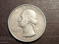 1990 25 cents R USA