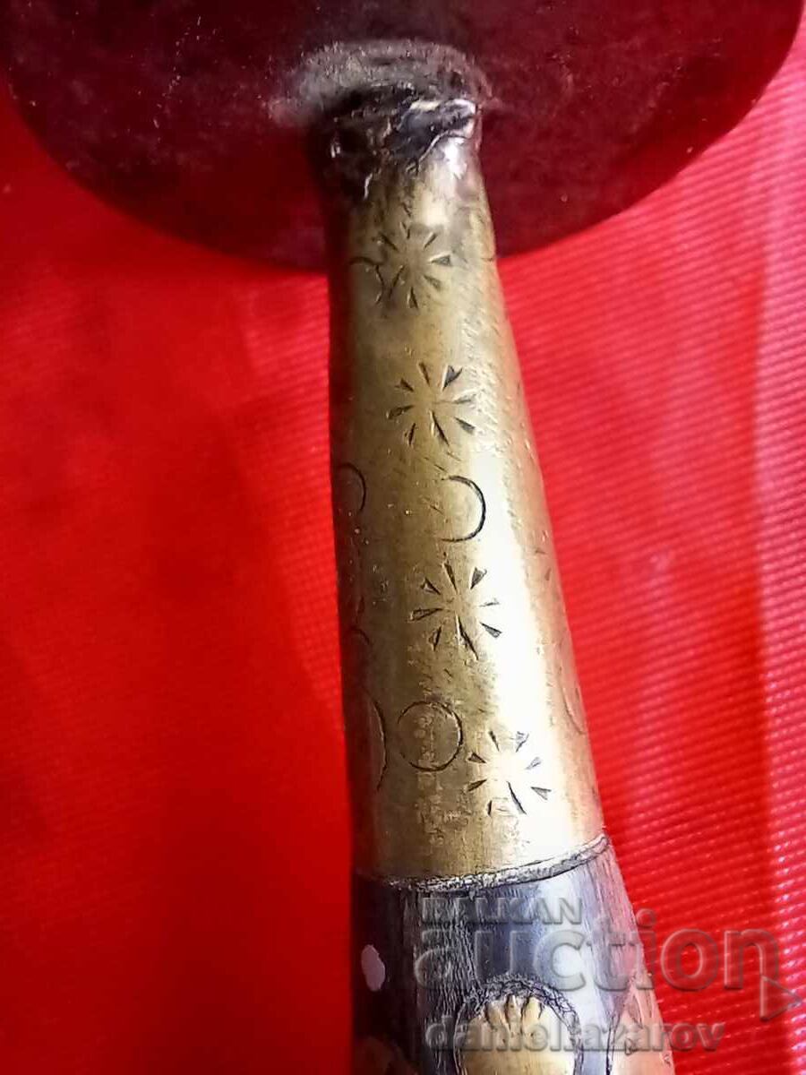 Licitație Roată antică de rugăciune budistă tibetană, alamă și os