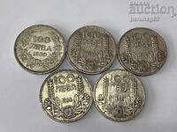 Bulgaria 100 leva 1930 and 1934 LOT 5 pieces