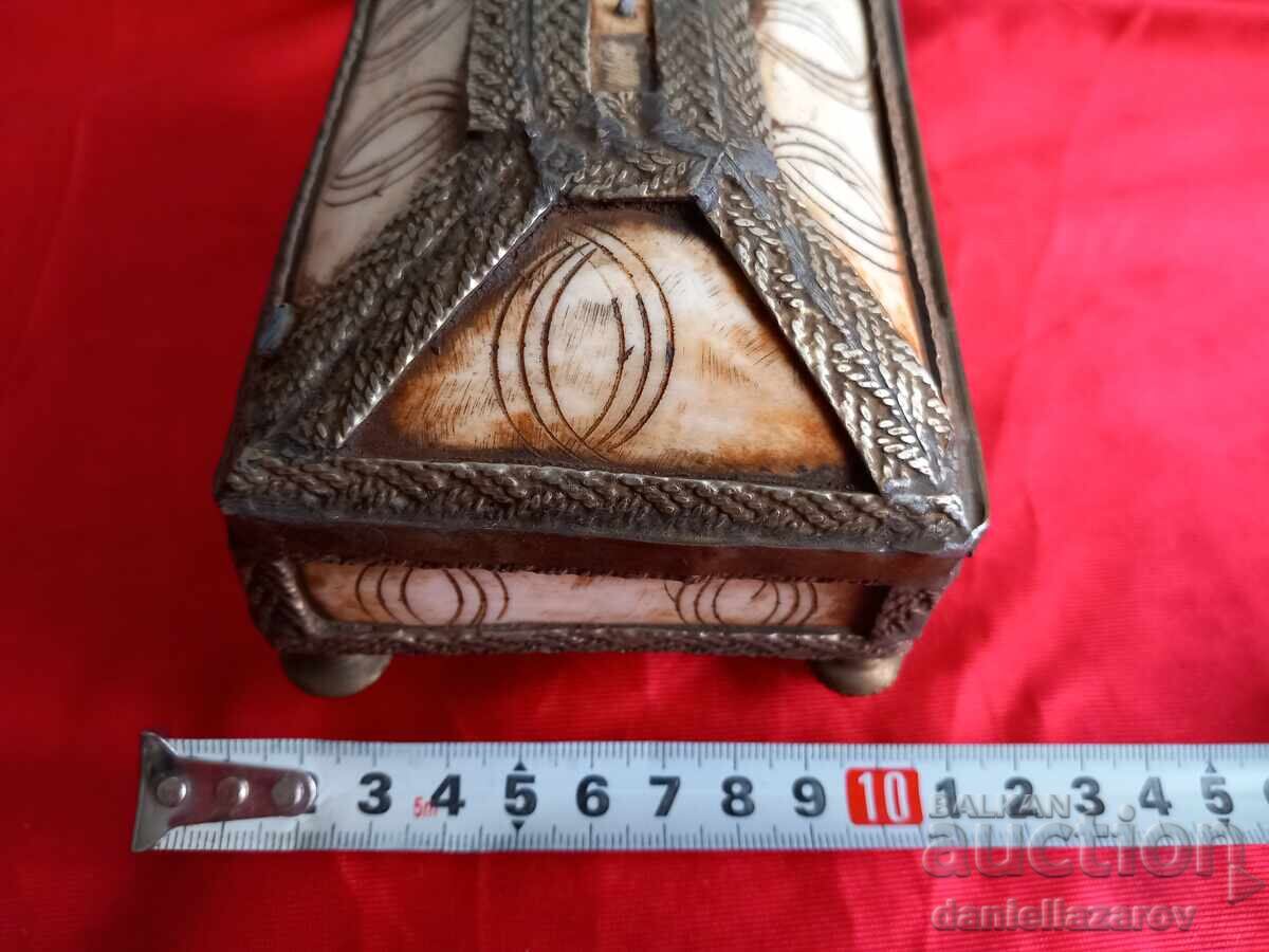 19th Century Antique Camel Bone and Brass Jewelry Box - 7 19th Century Antique Camel Bone and Brass Jewelry Box - 7