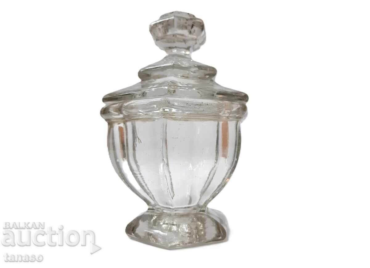 Old antique glass jar with lid (2.2) with price 45.00 BGN | € 23.01 Old antique glass jar with lid (2.2) with price 45.00 BGN | € 23.01
