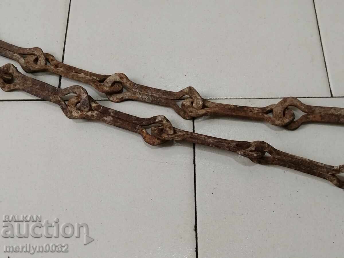 Old wrought iron chain with hook, hearth chain hook chain - 6 Old wrought iron chain with hook, hearth chain hook chain - 6