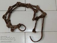 Old wrought iron chain with hook, hearth chain hook chain