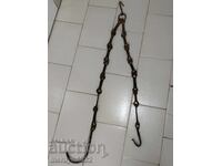 Old wrought iron chain with hook, hearth chain hook chain