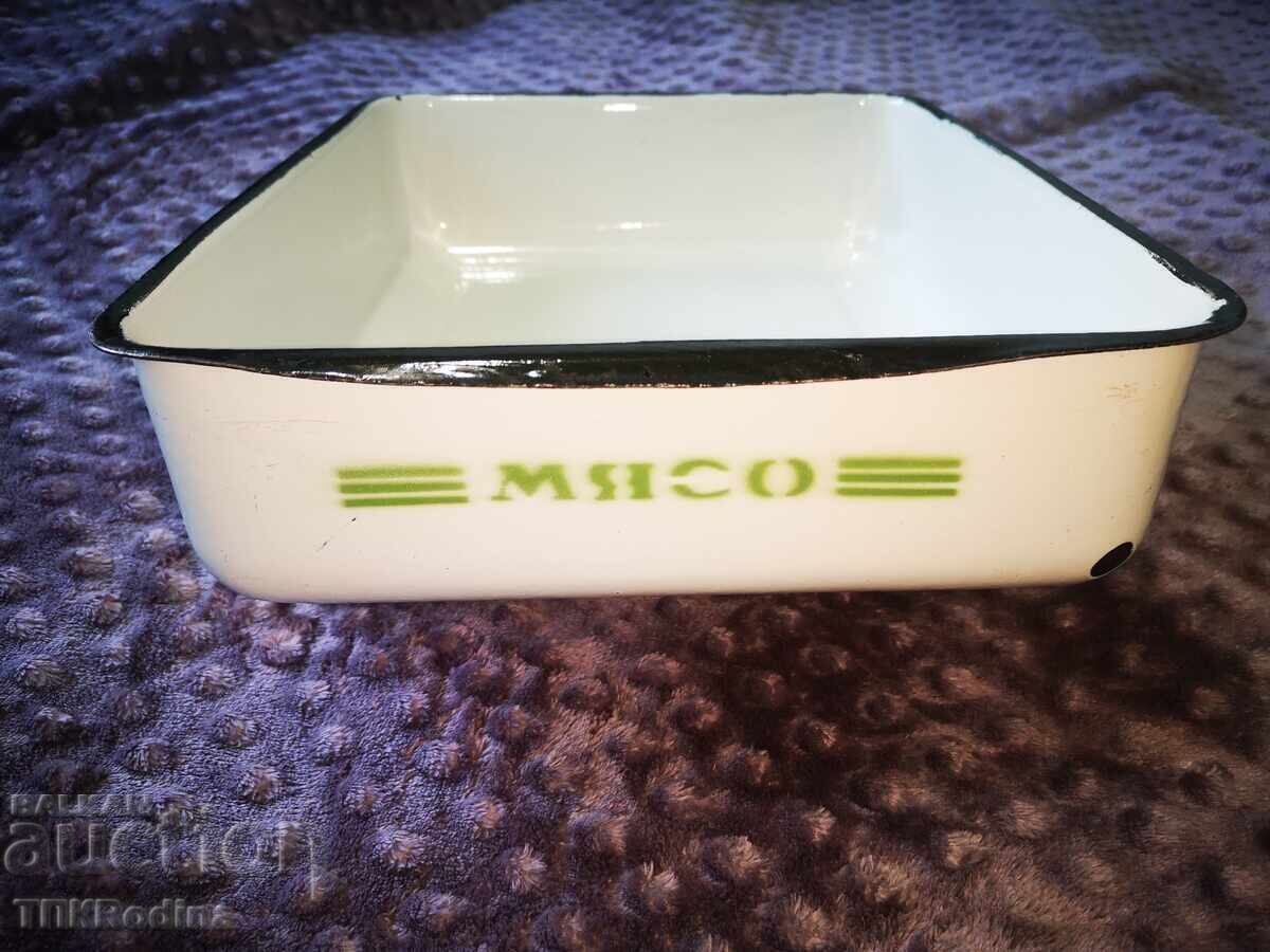 "Meat" Large old enamel tray "Meat" Large old enamel tray