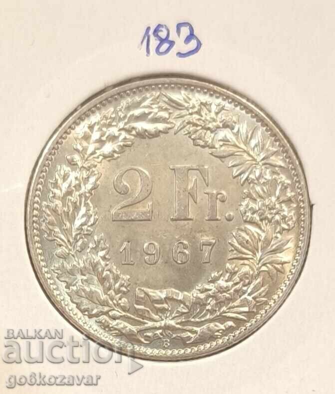 Switzerland 2 francs 1967 Silver! UNC!