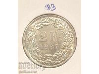 Switzerland 2 francs 1967 Silver! UNC!