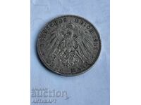 silver coin 3 marks Friedrich Baden Germany 1911 silver