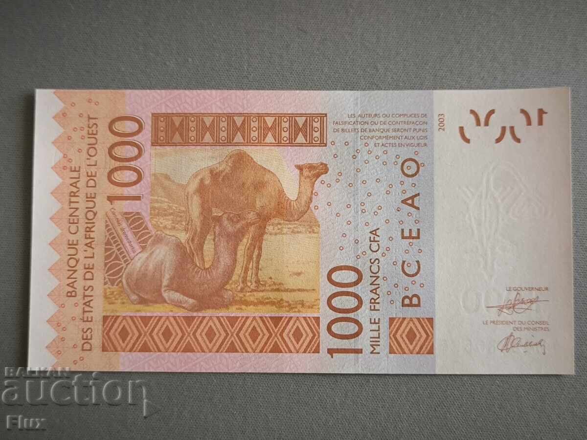 Banknote - Ivory Coast - 1000 francs UNC | 2003 with price 14.50 BGN | € 7.41