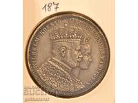 Prussia 1 thaler 1861 Coronation of Wilhelm and Augusta Silver !