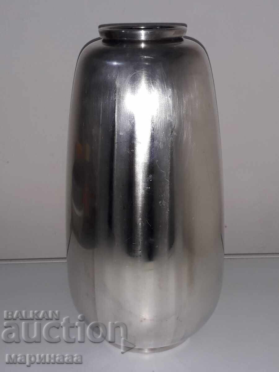 OLD LARGE VASE. SILVER-PLATED BRASS OLD LARGE VASE. SILVER-PLATED BRASS
