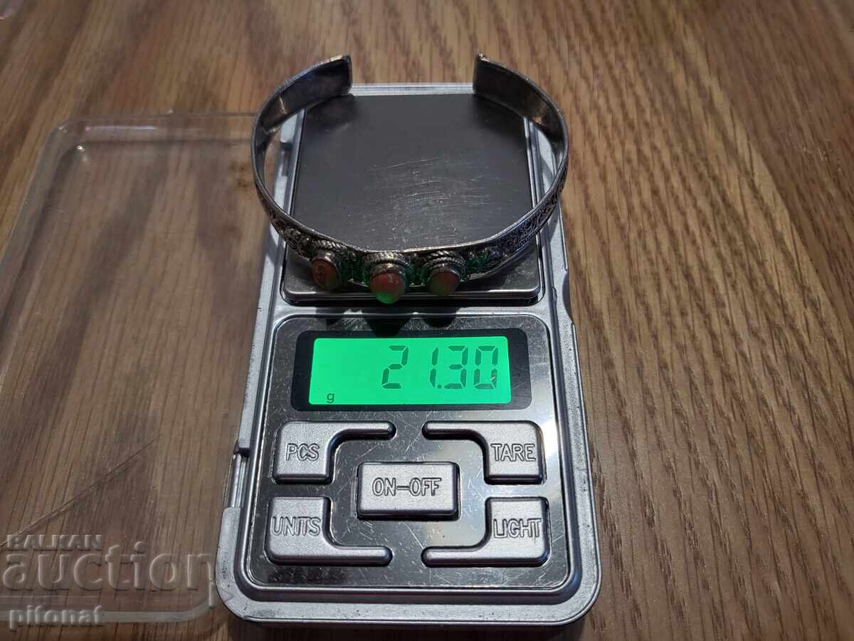 Antique silver bracelet with corals - 5 Antique silver bracelet with corals - 5