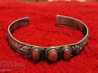 Antique silver bracelet with corals