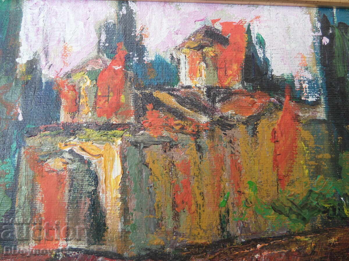 Tenyo Zhelev (1923-2010) - "Landscape with a Church" with price 499.00 BGN | € 255.13 Tenyo Zhelev (1923-2010) - "Landscape with a Church" with price 499.00 BGN | € 255.13