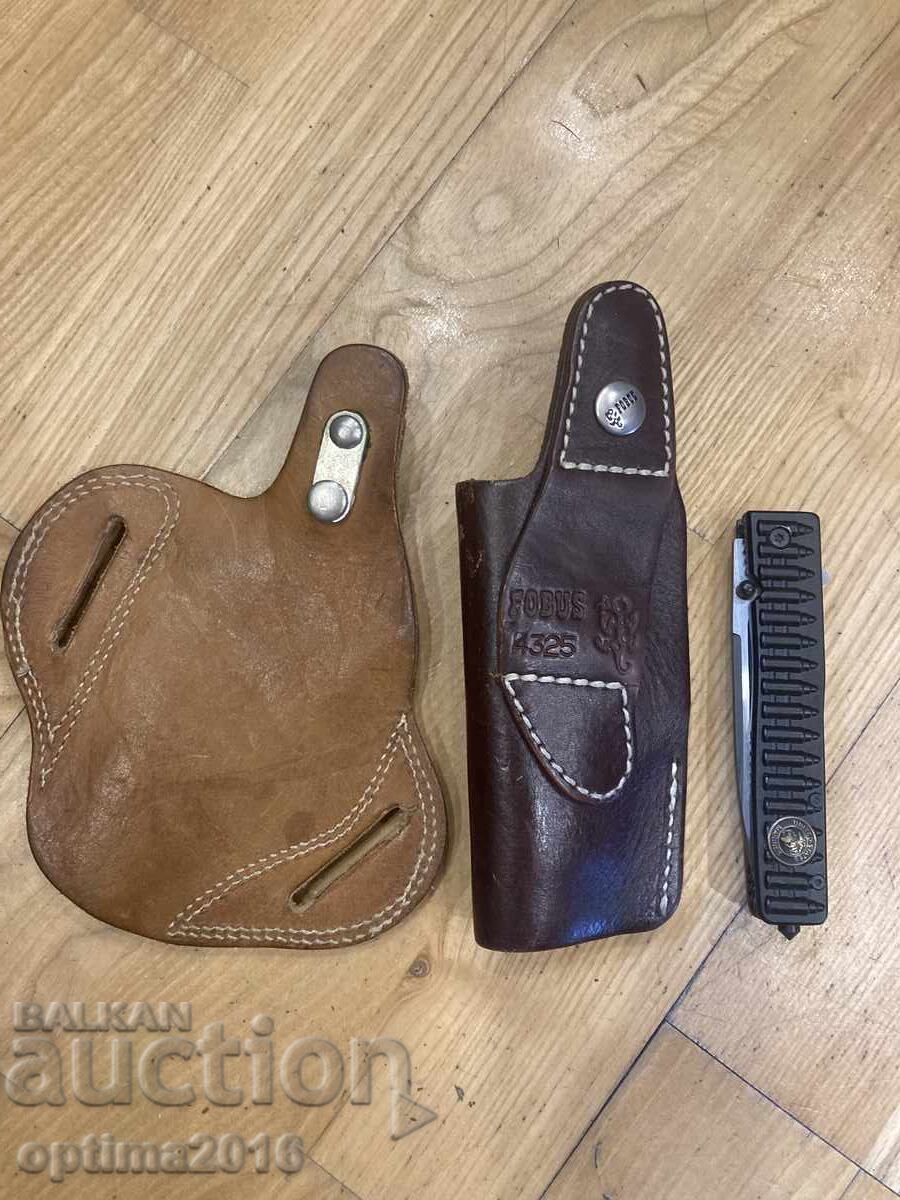 Set of two holsters and a knife Set of two holsters and a knife