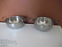 Lot of 2 metal alpaca bowls