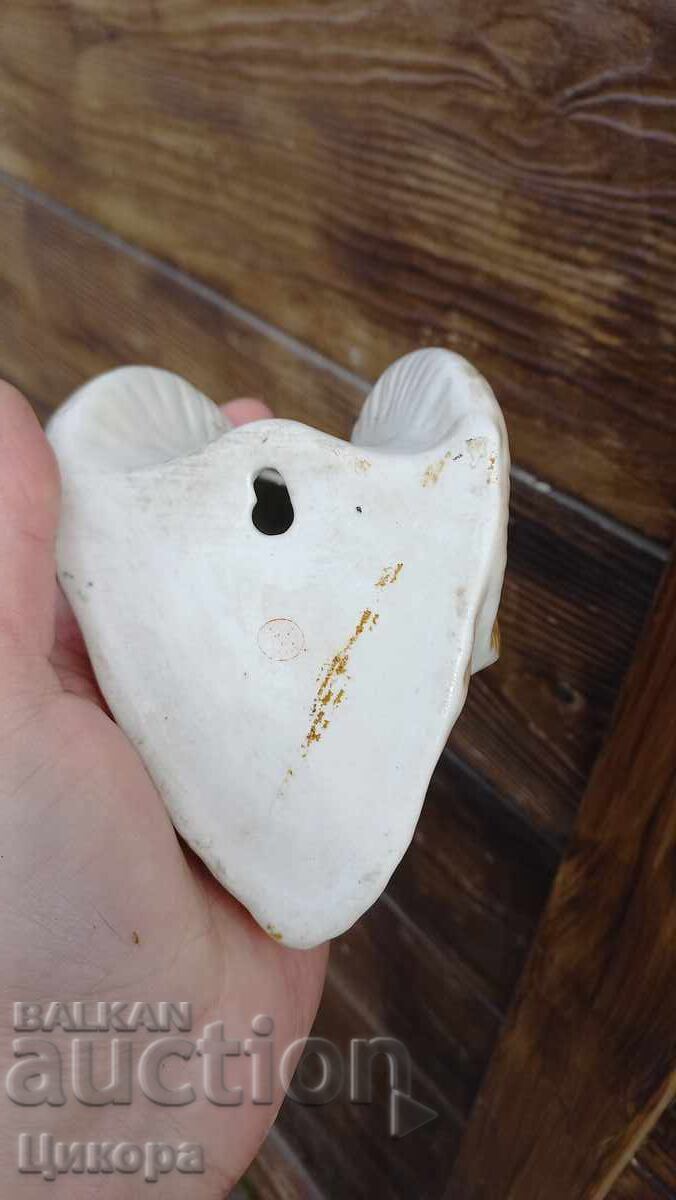 PORCELAIN RAMS HORNS TROPHY - 6 PORCELAIN RAMS HORNS TROPHY - 6