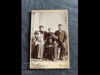 Fotografie veche din carton 1890 Ya. Portret de grup Kokinos Burgas