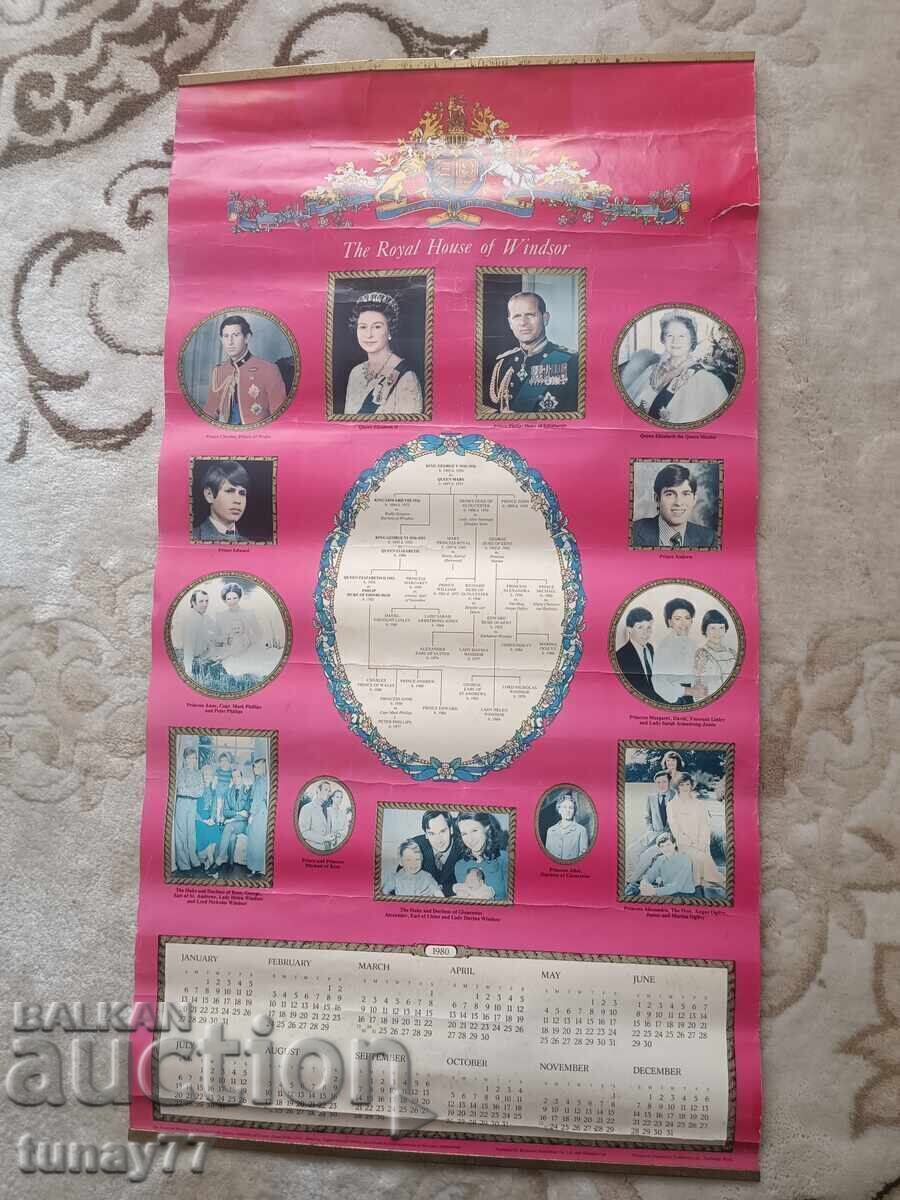 Calendar Englez Rar al Familiei Regale Calendar Englez Rar al Familiei Regale