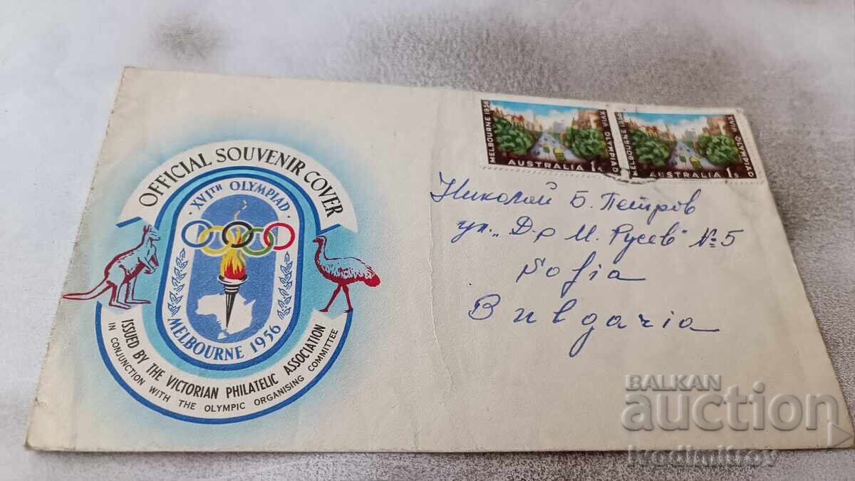 Postal envelope XVIth Olympiad Melbourne 1956 Official Souvenir Postal envelope XVIth Olympiad Melbourne 1956 Official Souvenir