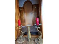 Dragoni de apă uriași din alamă și vază - LOT - 3 buc.