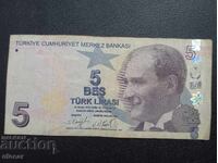 5 Turkish liras