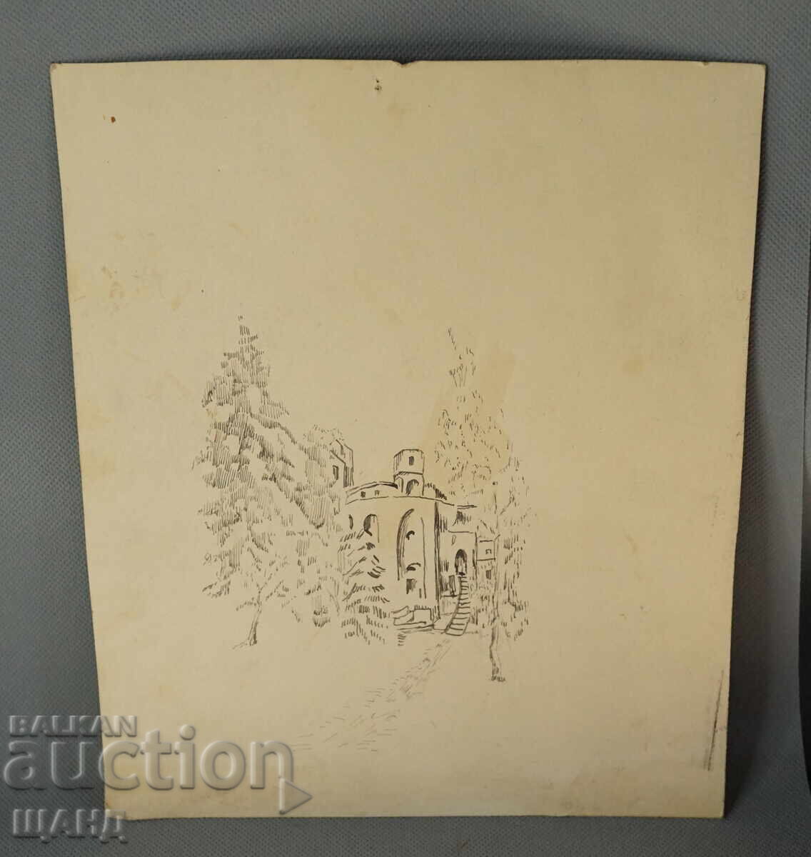 Σχέδιο με μελάνι παλιού δασκάλου παλιό σπίτι Βράτσα Σχέδιο με μελάνι παλιού δασκάλου παλιό σπίτι Βράτσα