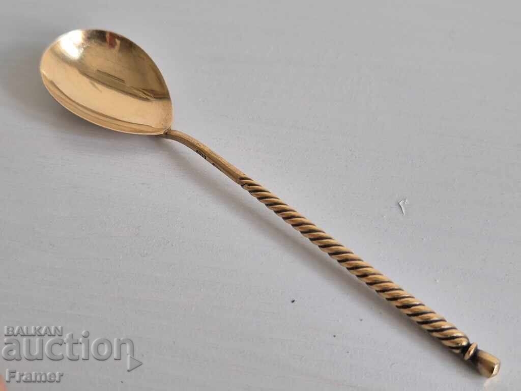 Russian silver hand-engraved spoon with gilding for baptism with price 210.00 BGN | € 107.37 Russian silver hand-engraved spoon with gilding for baptism with price 210.00 BGN | € 107.37