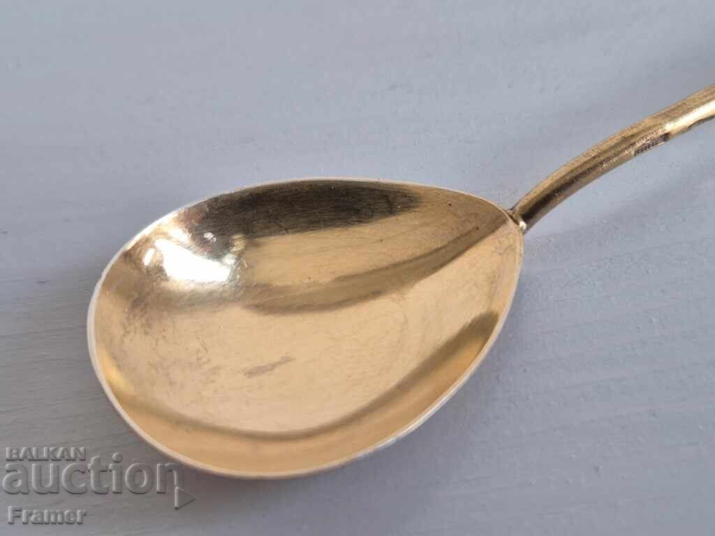 Russian silver hand-engraved spoon with gilding for baptism - 6 Russian silver hand-engraved spoon with gilding for baptism - 6
