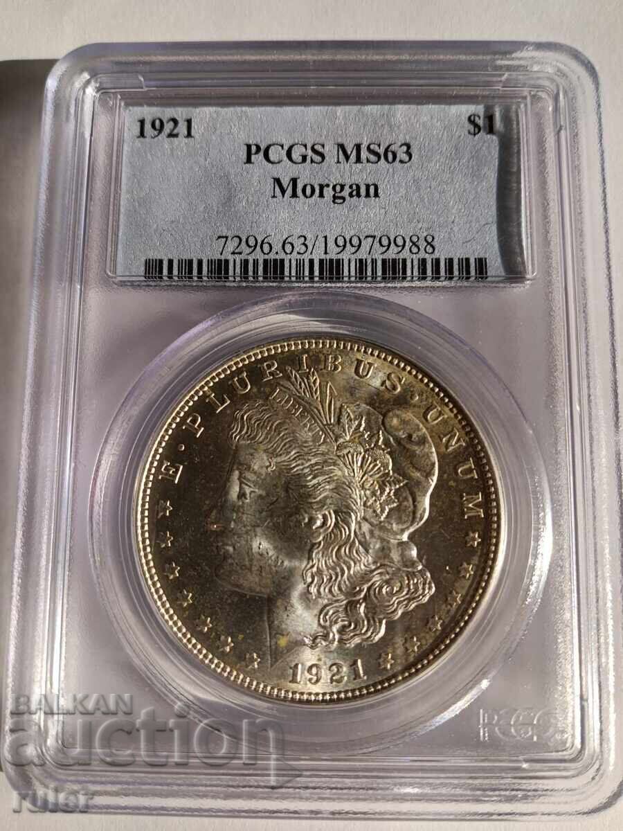 USA 1 Morgan Dollar 1921 MS63 PCGS USA 1 Morgan Dollar 1921 MS63 PCGS