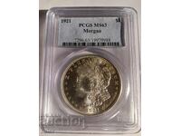 САЩ 1 Морган Долар 1921 MS63 PCGS