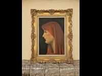 Portrait large oil canvas author frame