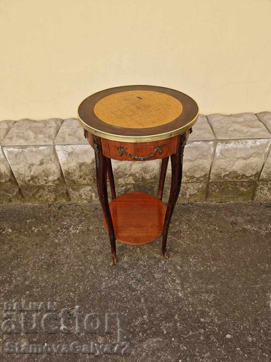 Wonderful antique French wooden table with bronze fittings Wonderful antique French wooden table with bronze fittings