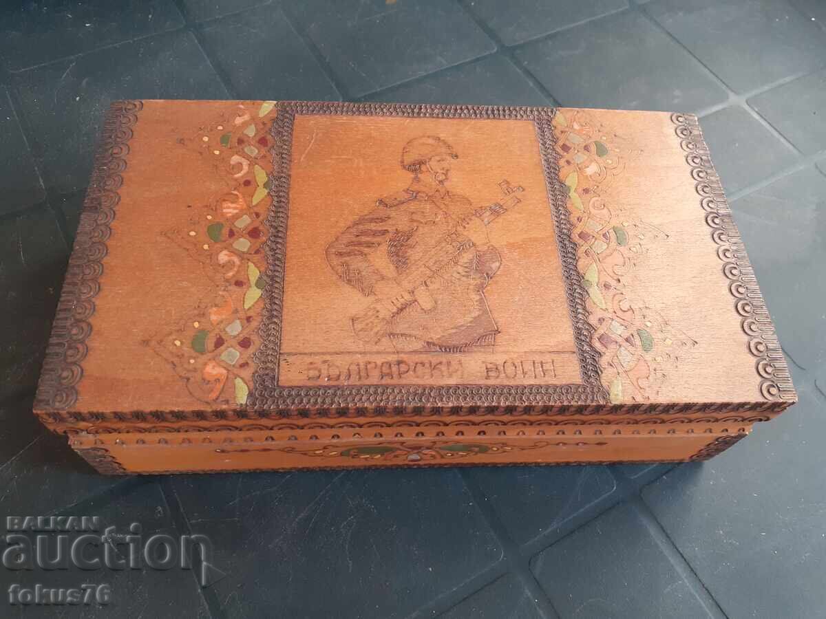 Old wooden box Bulgarian warrior Old wooden box Bulgarian warrior